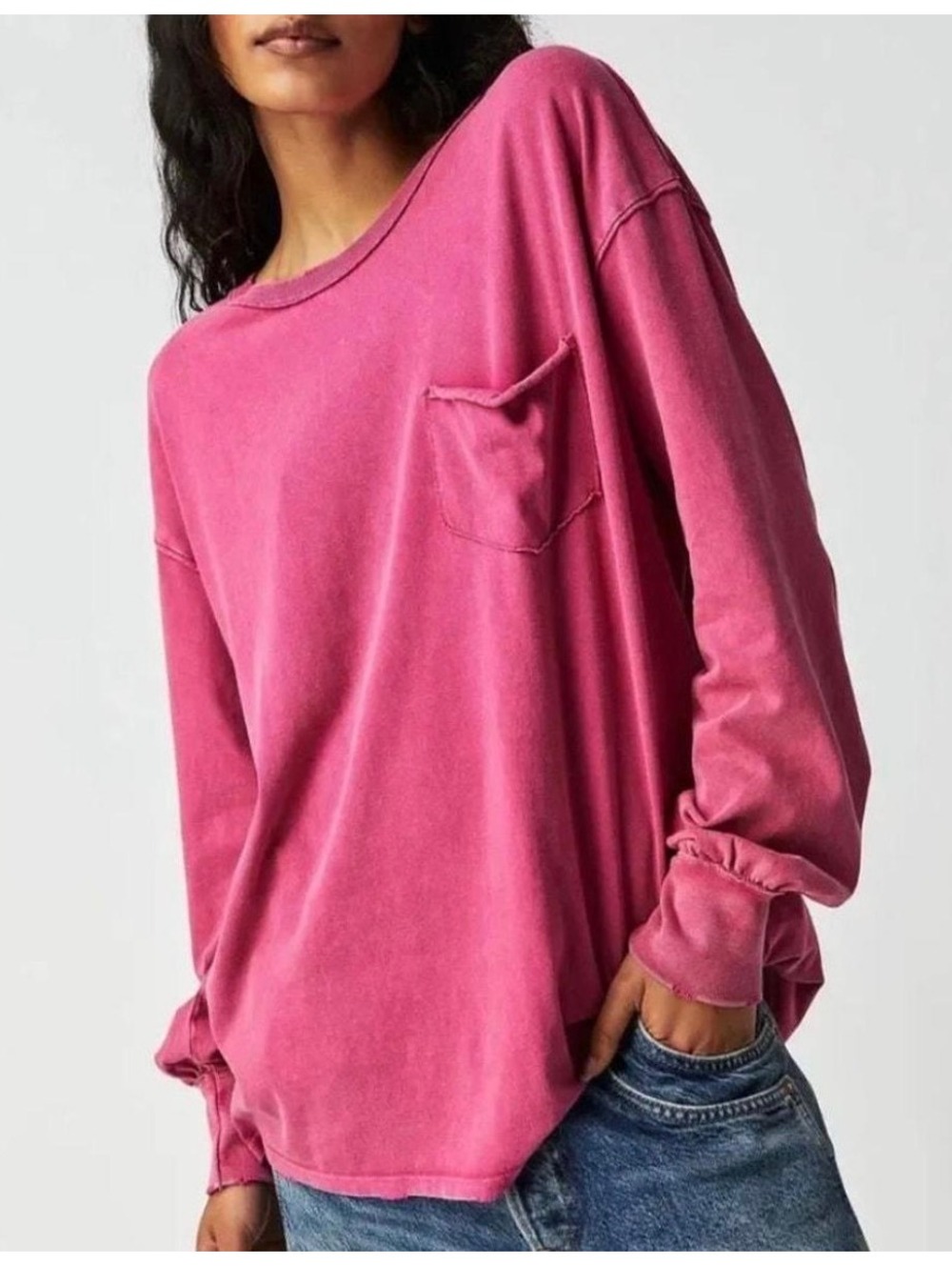 We The Free Fade Into You Pink Long Sleeve Tee Size Small